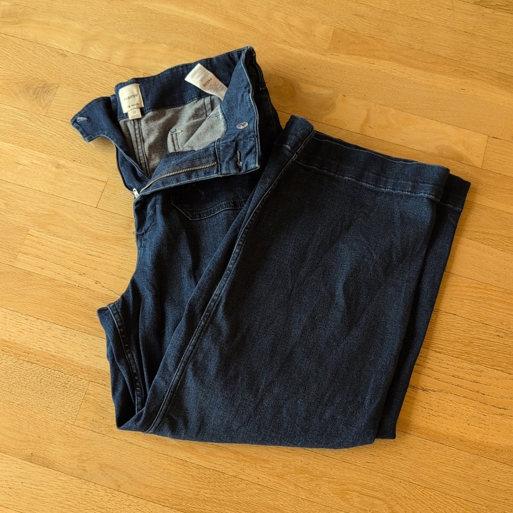 Anthropologie Colette Crop High-Rise Jeans by Maeve Dark Denim Sz 32 Ret $130